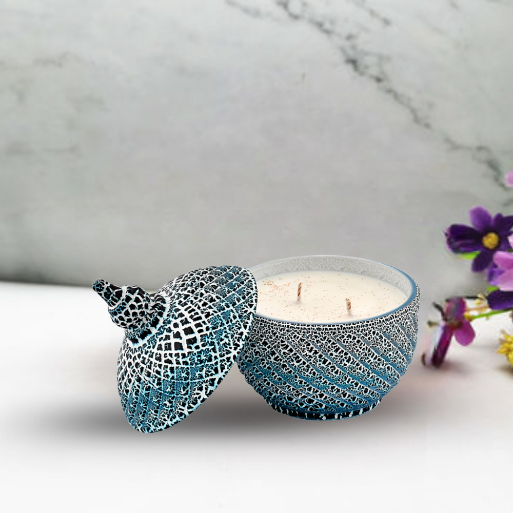 Edhas Luxury Double-Wick Scented Candle – Artistic Textured Jar