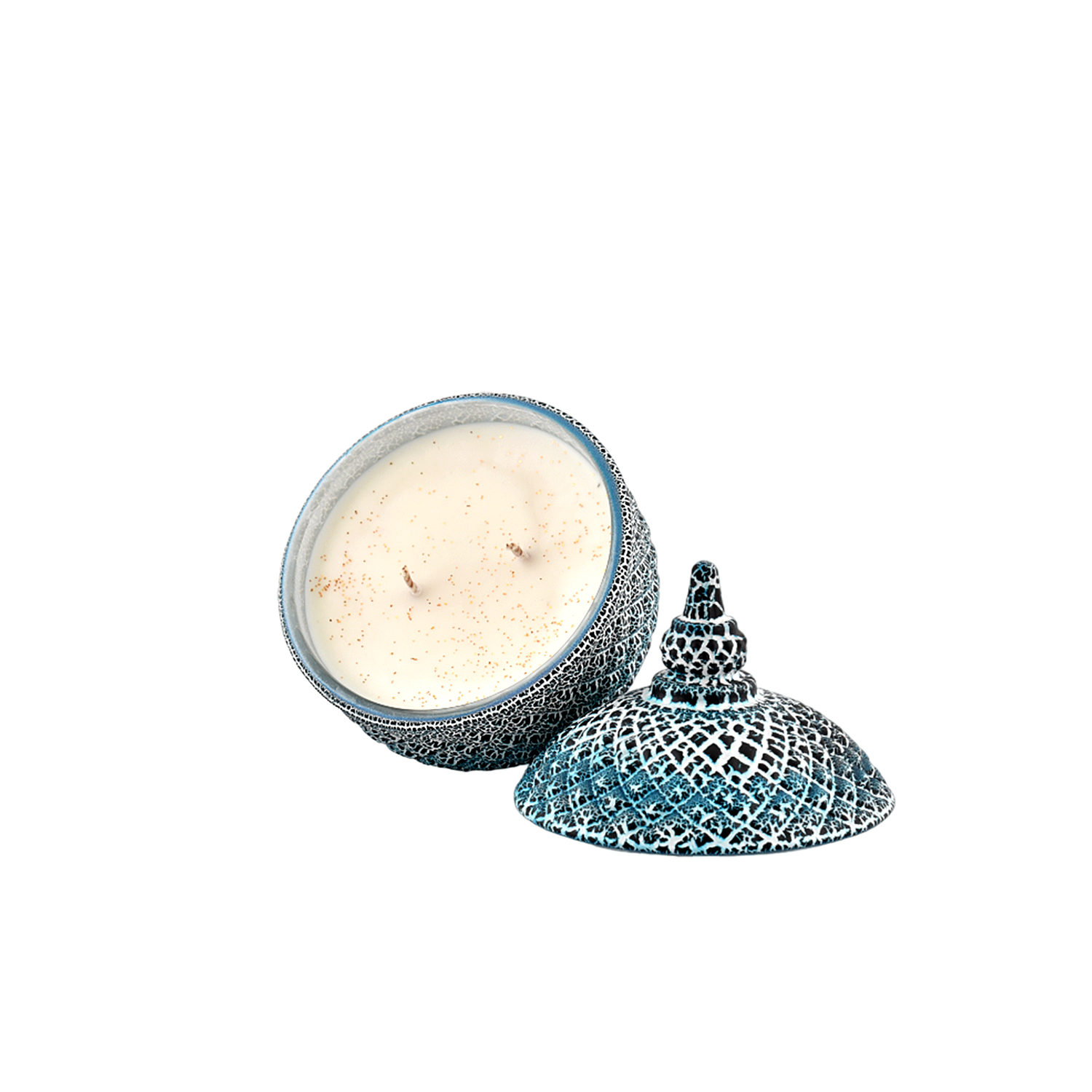 Edhas Luxury Double-Wick Scented Candle – Artistic Textured Jar - Image 2