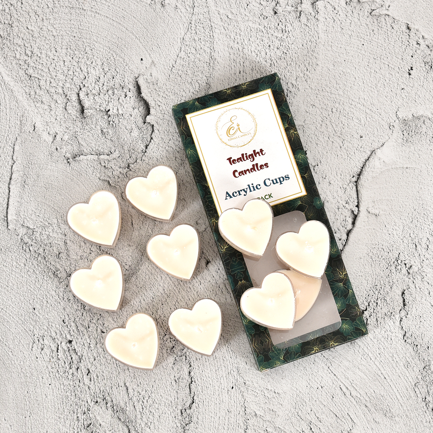 Edhas Heart-Shaped Tealight Candle Set – 10-Pack Romantic Glow in Acrylic Cups - Image 3