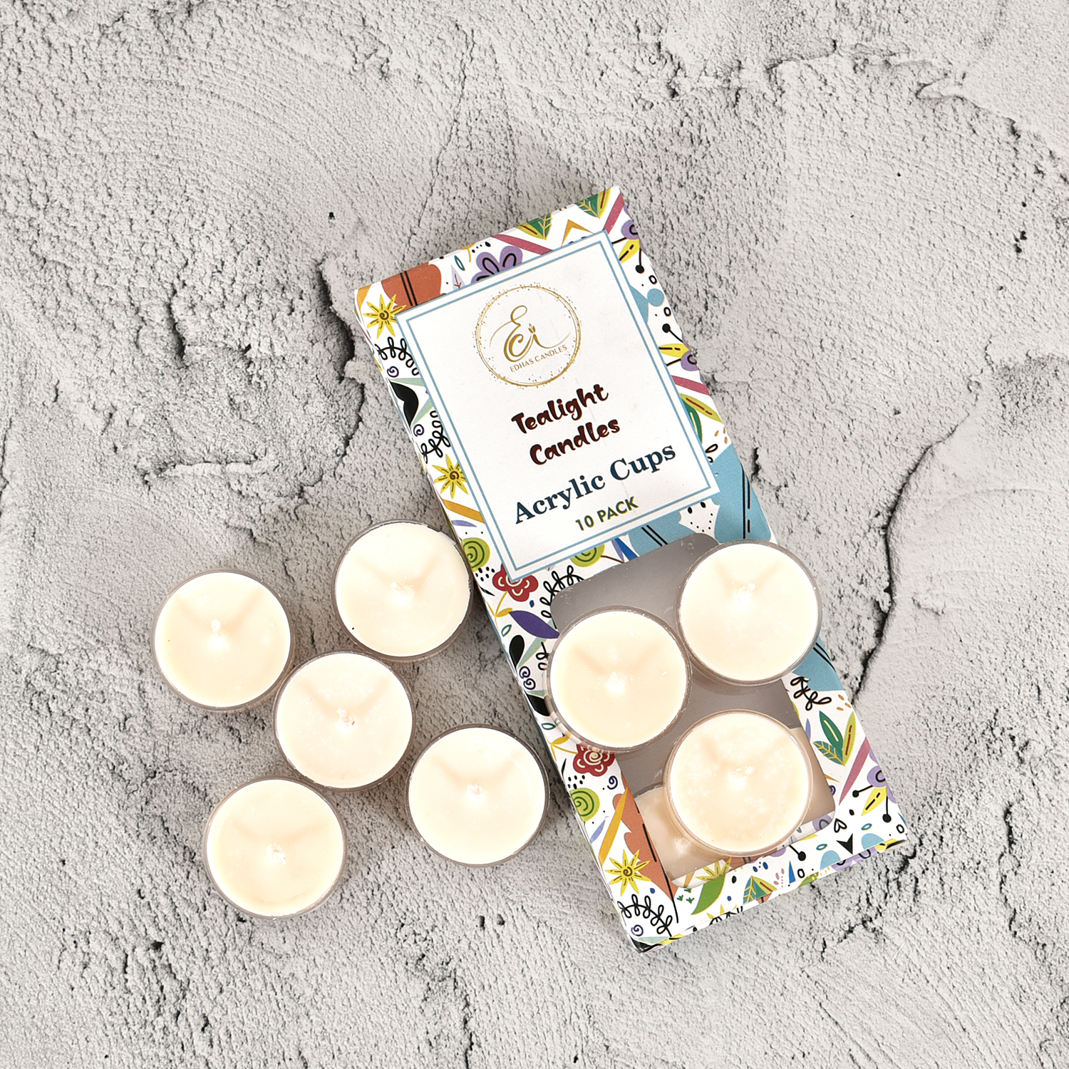 Edhas Round Tealight Candle Set – 10-Pack Soft Glow in Acrylic Cups - Image 3