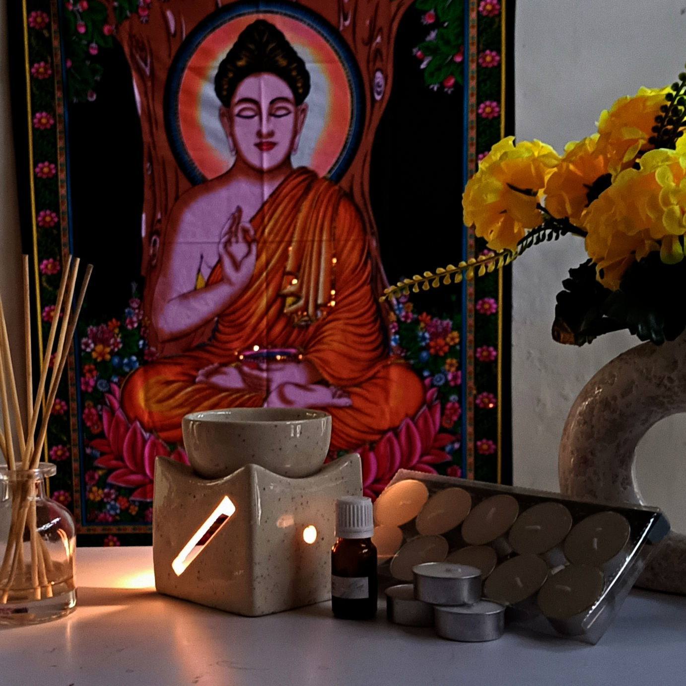 Square ceramic aroma candle diffuser set - Image 2