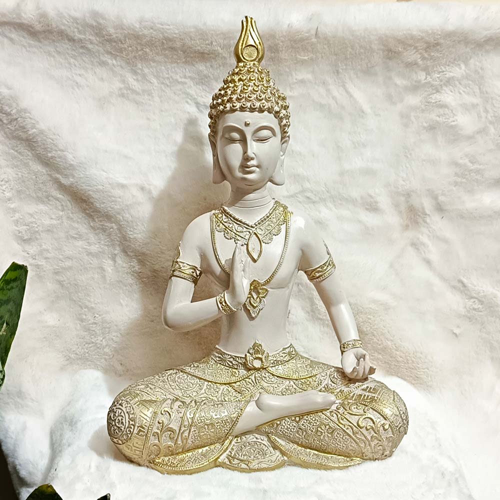 Royal White & Gold Buddha Statue - Image 4
