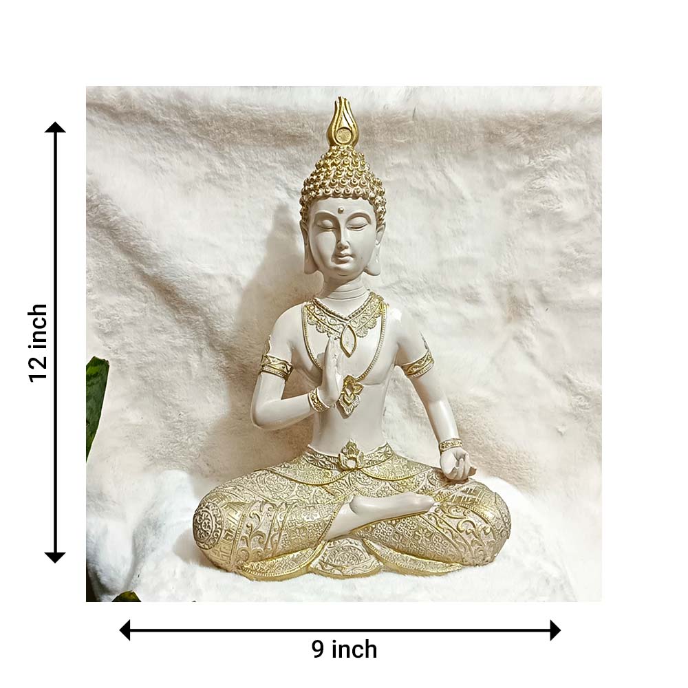 Royal White & Gold Buddha Statue - Image 5