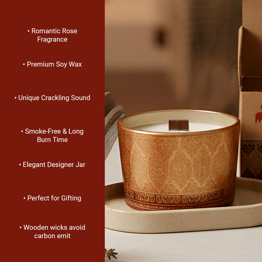 Wooden Wick Rose Candle - Image 3